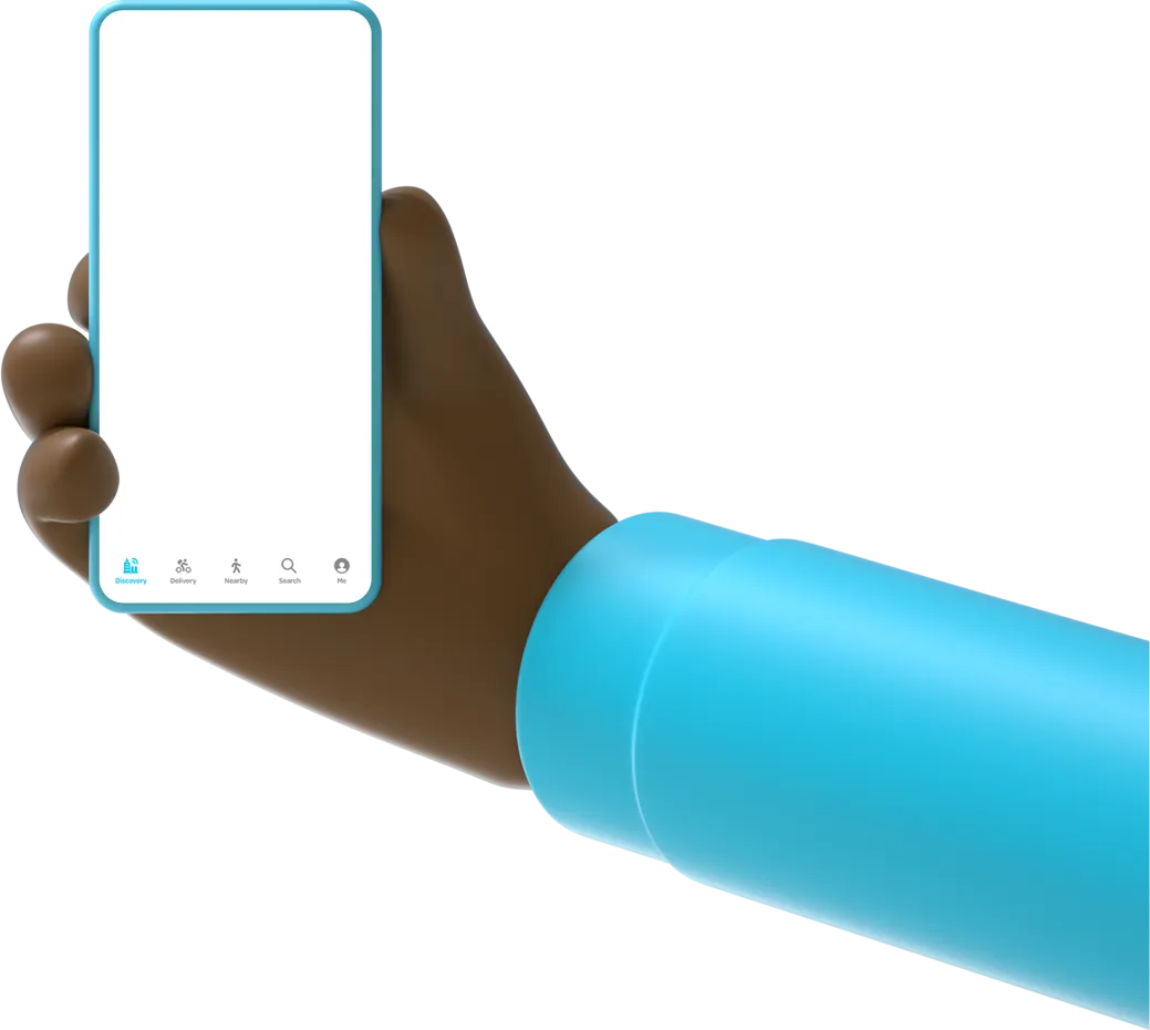 A hand holding a phone with the Wolt app open